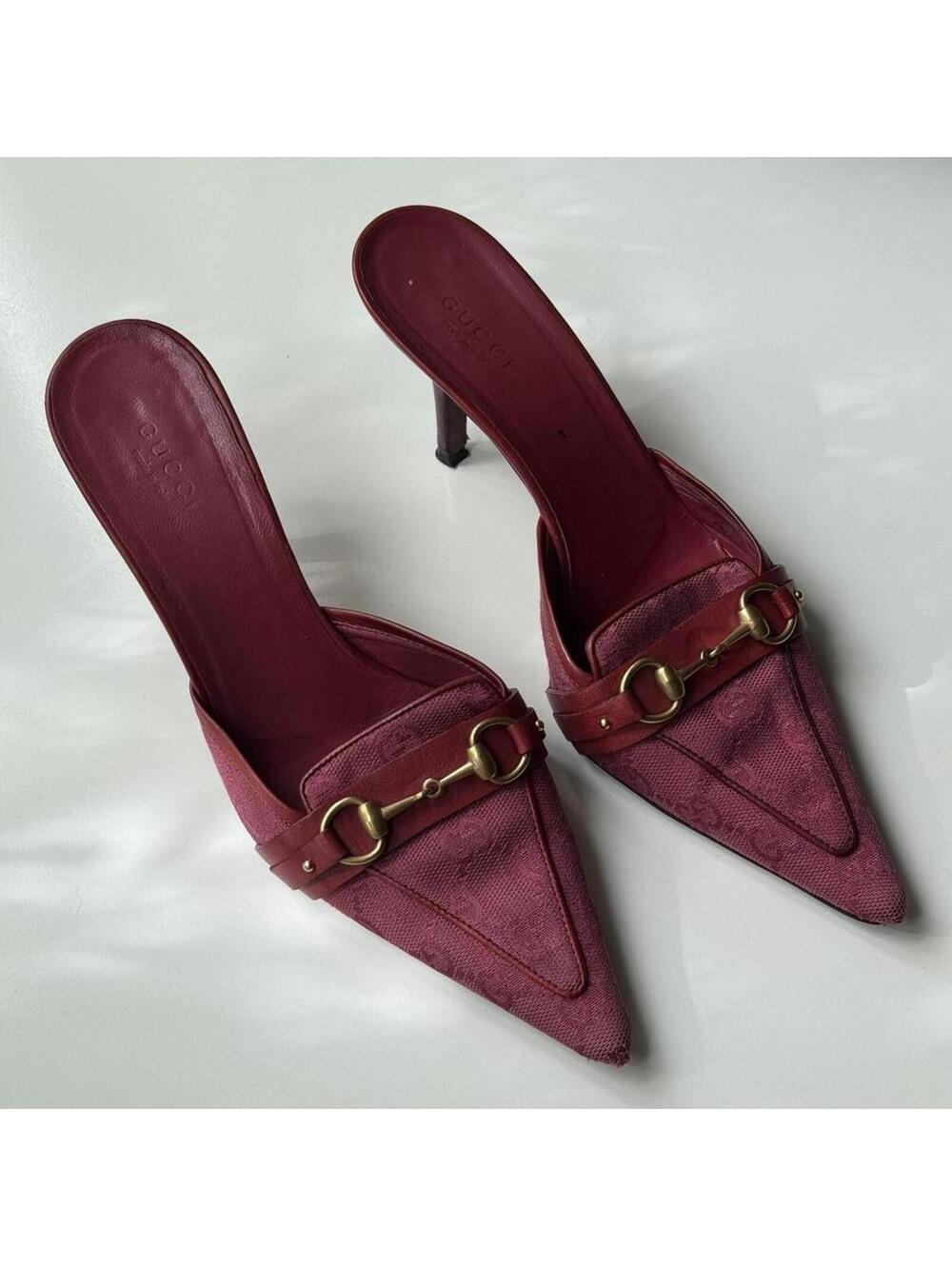 Gucci Monogram Canvas Mules in Pink - Picture 2 of 4